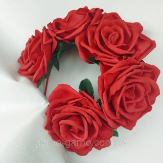 Красные розы, алые розы - Универсальный аксессуар для волос обруч ободок украшен. . фото 10