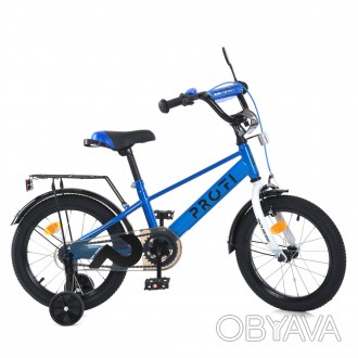 Велосипед дитячий PROF1 16д. MB 16022-1 (1шт) BRAVE,SKD75,синьо-білий,дзвін.,ліх. . фото 1