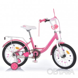 Велосипед дитячий PROF1 14д. MB 14041-1 (1шт) PRINCESS,SKD75,рожево-білий,дзвін.. . фото 1