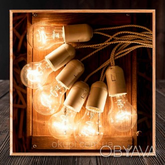 Белая Ретро Гирлянда Эдисона - 6 ламп накаливания - длина гирлянды 3м, длина хво. . фото 1