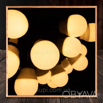 Черная Ретро Гирлянда Эдисона - 14 лампочек LED теплого свечения по 3Вт - длина . . фото 1