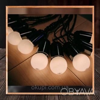 Черная Ретро Гирлянда Эдисона - 6 лампочек LED по 1.2Вт - длина гирлянды
- 3м, д. . фото 1