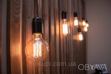 Черная Ретро Гирлянда "Сосулька"- 11 ламп Эдисона - длина от первой лампы до пос. . фото 1