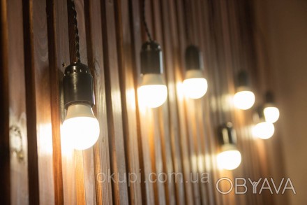 Черная Ретро Гирлянда "Сосулька"- 31 экономная LED лампочка - длина от первой ла. . фото 1