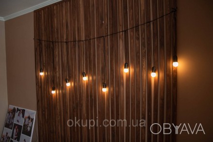Черная Ретро Гирлянда "Сосулька"- 5 экономных LED лампочек - длина от первой лам. . фото 1