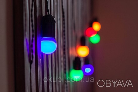 Черная Ретро Гирлянда "Сосулька"- 5 разноцветных LED лампочек - длина от первой . . фото 1
