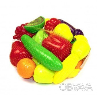 Набір з 24-х пластикових овочів і фруктів. Дуже яскраві, підійдуть для гри вдома. . фото 1