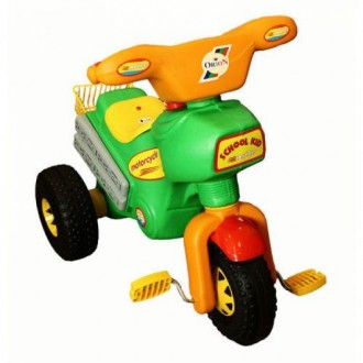 Дитячий триколісний велосипед. Зроблений у вигляді мотоцикла. Широкі колеса забе. . фото 3