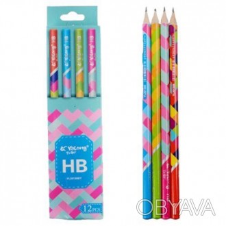 Набір простих графітових олівців. У комплекті: 12 олівців HB. Виготовлені із дер. . фото 1