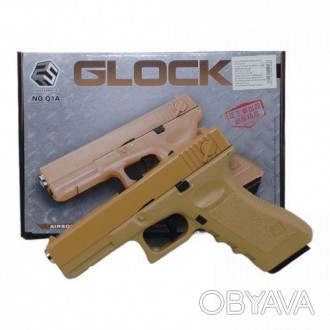 Уценка. Пистолет с пульками "Glock" (19 см) заскакивает Пластиковый детский пист. . фото 1