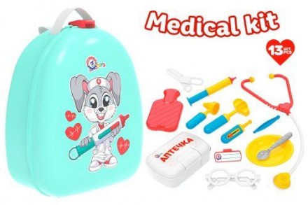 Дитячий лікарський набір, представлений у пластиковому рюкзаку з текстильними ля. . фото 3