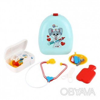 Детский врачебный набор, представленный в пластиковом рюкзачке с текстильными ля. . фото 1