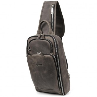 Шкіряний рюкзак на одне плече, рюкзак слінг TARWA RJ-0910-4lx. Стильний аксесуар. . фото 2