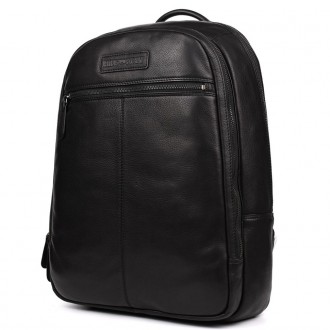 Великий шкіряний рюкзак HILL BURRY HB4006A чорний на два відділення: для ноутбук. . фото 4