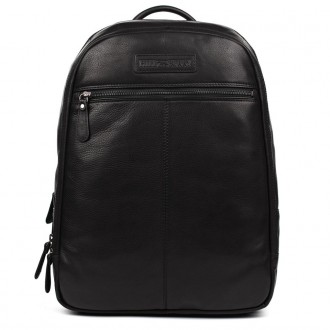 Великий шкіряний рюкзак HILL BURRY HB4006A чорний на два відділення: для ноутбук. . фото 2