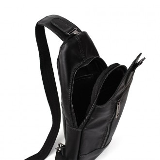 Чоловічий рюкзак шкіряний слінг чорний TARWA GA-0116-3md - зручний слінг на одну. . фото 6