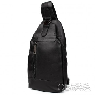 Чоловічий рюкзак шкіряний слінг чорний TARWA GA-0116-3md - зручний слінг на одну. . фото 1