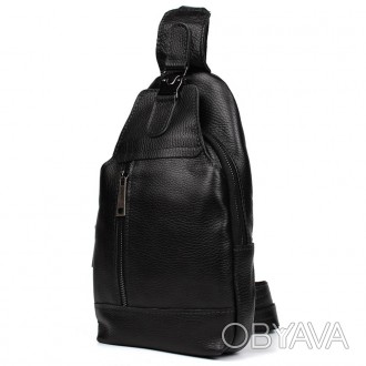 Чоловічий рюкзак слінг шкіряний чорний флотар TARWA FA-0116-3md - зручний слінг . . фото 1