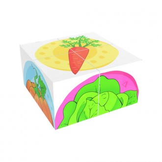 Набір складається з 4 кубиків, на кожній грані кубика фрагменти зображення овочі. . фото 3