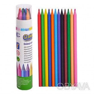 Олівці 12 кольорів еластичні в картонному тубусі, м'які кольорові олівці трикутн. . фото 1