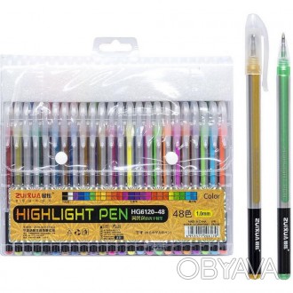 Набір гелевих ручок Neon Color містить 48 яскравих кольорів. Гелієва ручка легка. . фото 1