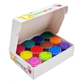 Набір пальчикових фарб 12 кольорів (малиновий, бірюзовий, синій, зелений, жовтий. . фото 3
