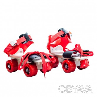 Детские раздвижные ролики Квады на обувь Baby Quad (26-29),колеса PU,Красный Ище. . фото 1