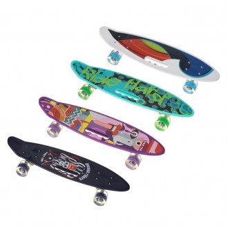 Описание Скейт Пенниборд (Penny Board) со светящимися колесами и ручкой "Лес" Яр. . фото 4