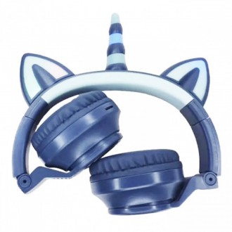 Описание Беспроводные детские Bluetooth наушники LED с кошачьими ушками Единорог. . фото 4