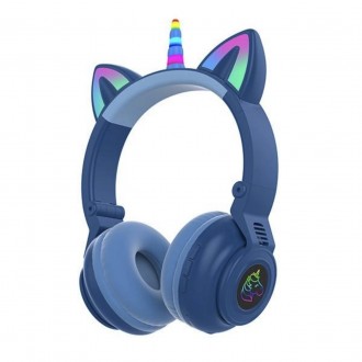 Описание Беспроводные детские Bluetooth наушники LED с кошачьими ушками Единорог. . фото 2