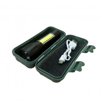 Описание Фонарь ручной металлический светодиодный USB BL-511 аккумуляторный Фона. . фото 3