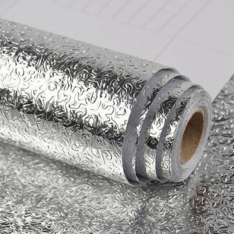 Алюминиевая самоклеящаяся защитная фольга для кухни, стен, стола Alum Protective. . фото 2