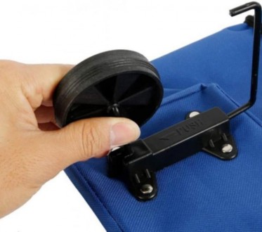 Универсальная складная портативная сумка-тележка для покупок на колесиках, синяя. . фото 3
