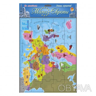 Магнітний пазл з картою Європи розміром 30х40 см - це захоплююча та освітня гра,. . фото 1