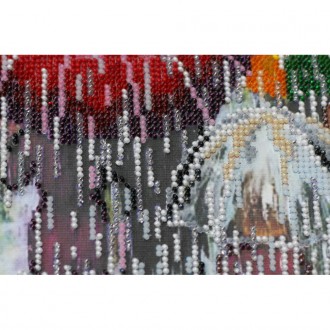 Набір для вишивання бісером на натуральному художньому холсті "Веселі парасольки. . фото 5