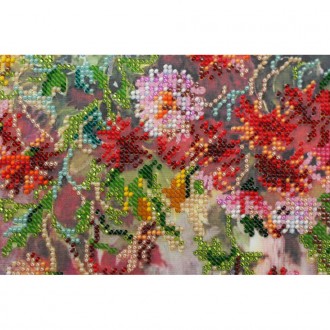 Набір для вишивання бісером на натуральному художньому холсті "Хризантеми" - це . . фото 4