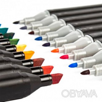 Набор скетч-маркеров 120 цветов: качественные двухсторонние спиртовые маркеры дл. . фото 1