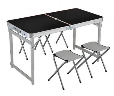 Складной стол для пикника усиленный + 4 стульчика Чёрный Складной туристический . . фото 2