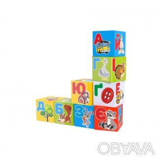 Набір складається з 9 різнокольорових кубиків з буквами українського алфавіту і . . фото 1