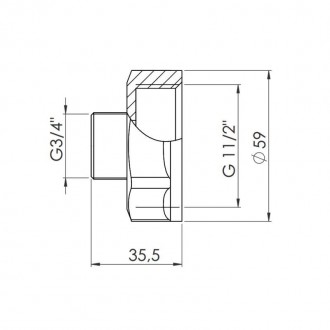 Переход никелированный SD Forte с подключением 1" 1/2х3/4" ВН осуществляет перех. . фото 3