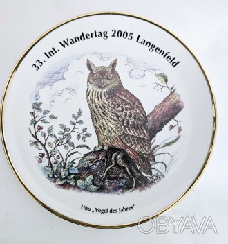 Фарфоровая коллекционная тарелка   птицы Европы Сова