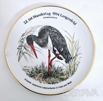 Фарфоровая коллекционная тарелка птицы Европы  Аист