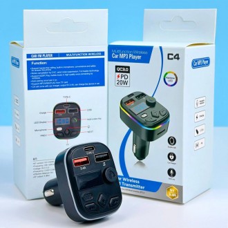 FM-модулятор C4 Car FM Player Bluetooth, Трансмітер
Відтворюються всі популярні . . фото 2