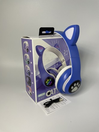 Наушники Bluetooth УШКИ CATear LED безпроводные RGB VZV-23M-Blue. Одесса. фото 1 Наушники Bluetooth УШКИ CATear LED безпроводные RGB VZV-23M-Blue. Одесса. фото 1