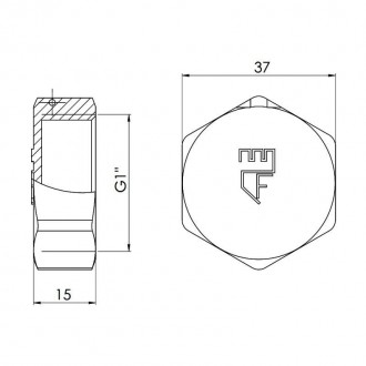 Заглушка SD Forte з внутрішньою різзю 1" виготовлена з латуні та покрита нікелем. . фото 3