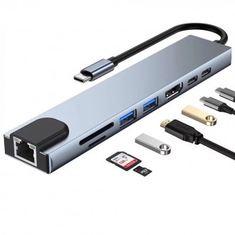 Універсальний концентратор USB для MacBook на 8-Port USB TypeC 3.0 Mini Hub SD, TF, RJ 45. Вінниця. фото 1 Універсальний концентратор USB для MacBook на 8-Port USB TypeC 3.0 Mini Hub SD, TF, RJ 45. Вінниця. фото 1