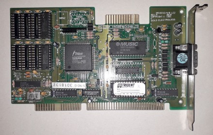 Ретро  Видеокарта Trident TVGA8900C 256Кб 16-bit ISA VGA. 
 В рабочем состоянии. . фото 2