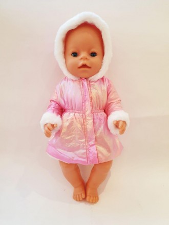 Чарівна рожева куртка з білим хутром для ляльки Baby Born / Бебі Бон - ідеальне . . фото 3