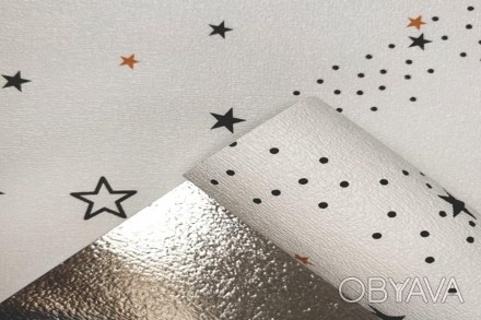 Текстурні самоклеючі шпалери JC 03 SW-00000731 зірки колір білий 2800х450х1,8мм.. . фото 1