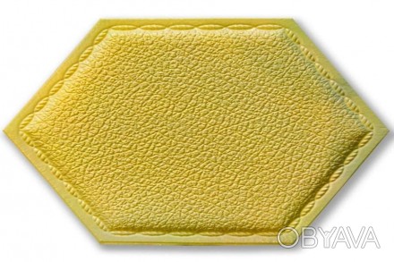 Декоративный самоклеящийся шестиугольник под кожу темно-желтый 200x230мм (1101) . . фото 1